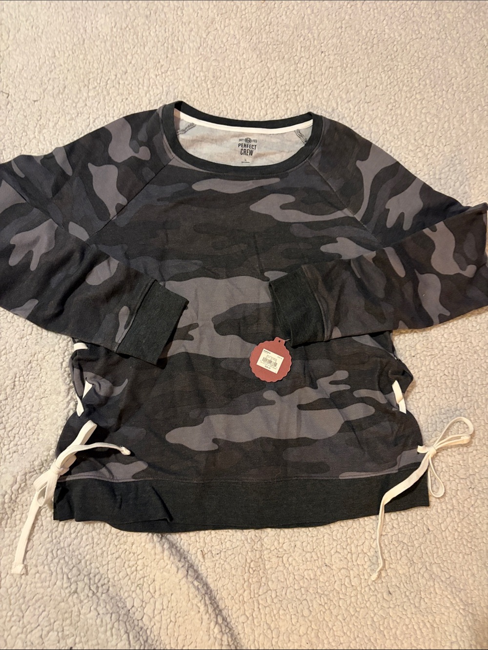 SO Black and Gray Camo Drawstring Sweatshirt